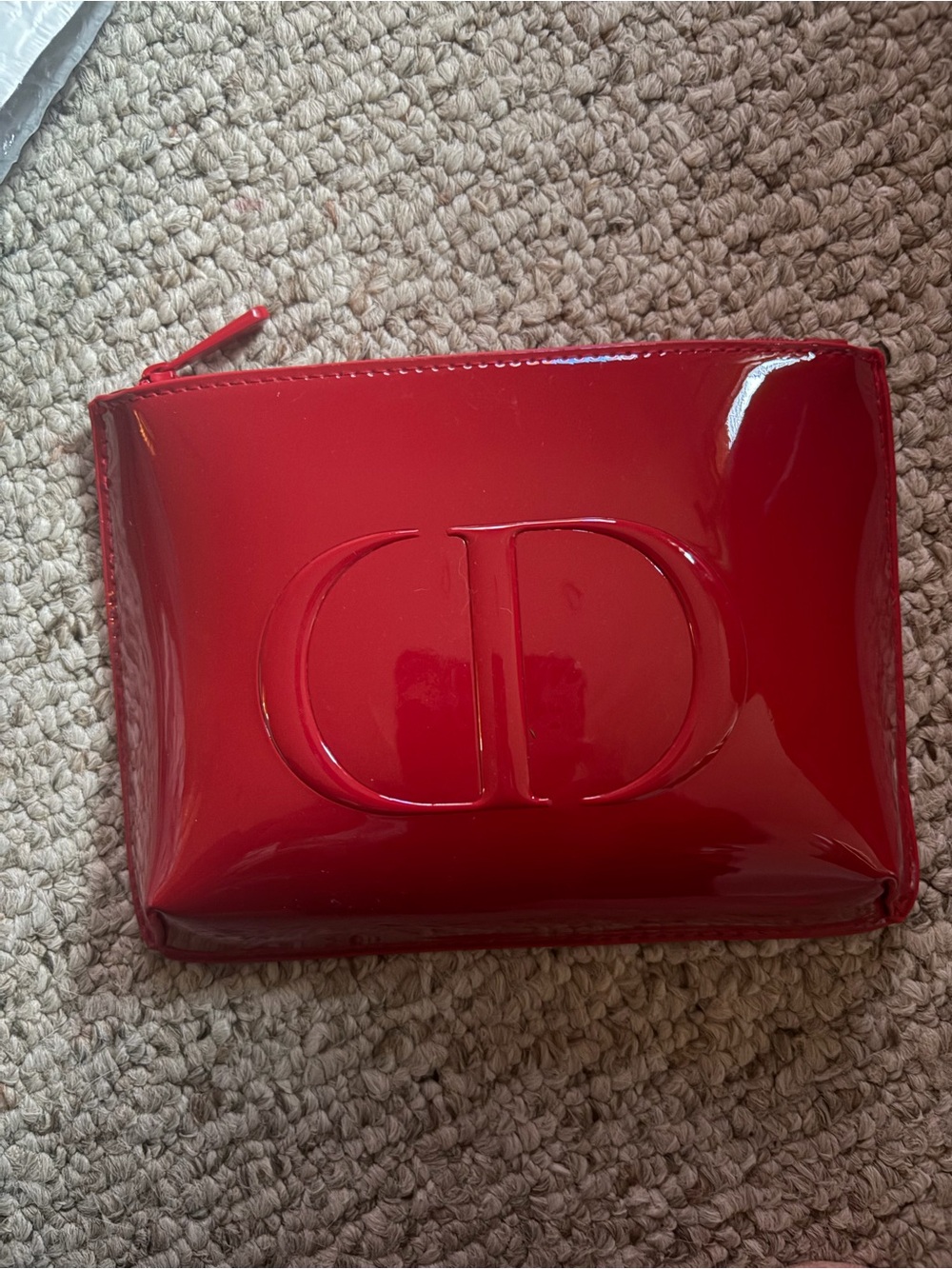 Dior Red Patent CD Zip Cosmetic Pouch